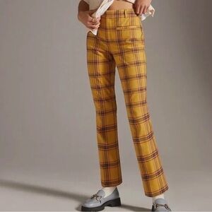 Anthropologie Mustard Plaid Pants